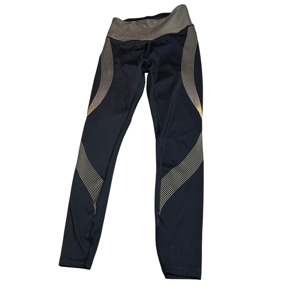 Victoria's Secret Sport Black & Gold Metallic Geometric High Rise Leggings XS